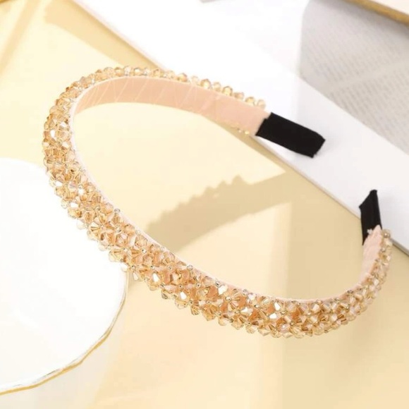 Druzy Champagne Rhinestone Embellished Luxe Boutique Statement Headband